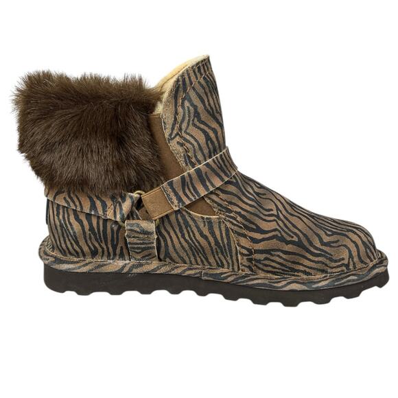NWOT Bearpaw Konnie Brown Zebra Strip Winter Boot Size US 10 - Picture 4 of 10